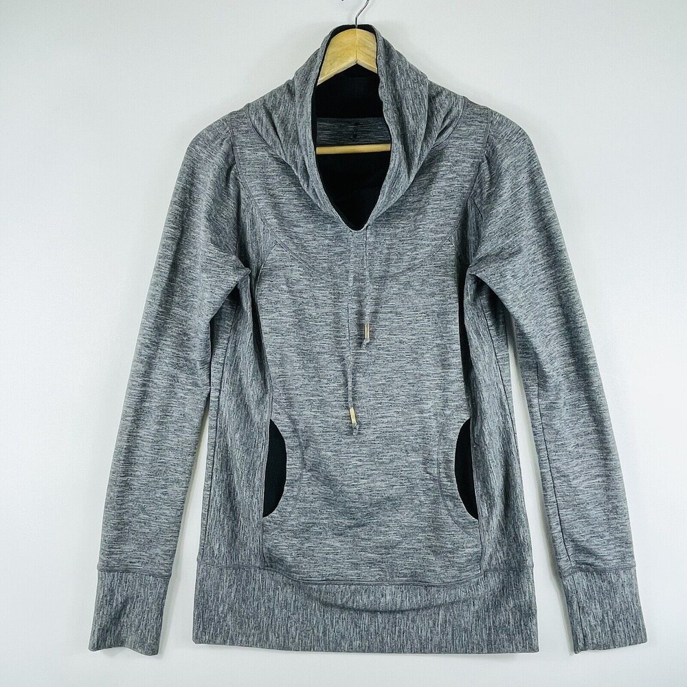 Prana Jacket Womens Small Grey Cowl Neck Pullover Athletic Yoga Gorpcore Relaxed